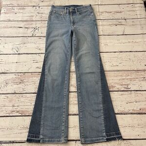 GAP High Rise Patched 70's Flare Jeans Medium Indigo Size‎ 26/2R 32" Inseam